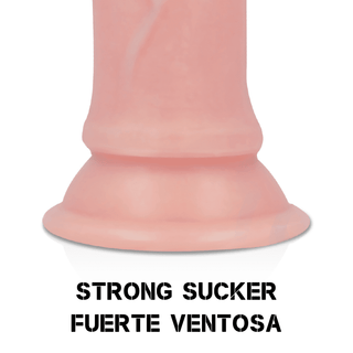 Rock Army-kollektionens Lizuid Silicone Premium Mustang i rosa har en silikon sugkopp med "STRONG SUCKER FUERTE VENTOSA" under.