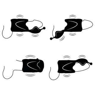 Fyra abstrakta svartvita illustrationer, inspirerade av Jamyjob Uppladdningsbar Head Stroker Masturbators elegans, föreställer hundliknande figurer med flytande linjer och vågaccenter, var och en i en unik hållning som utstrålar rörelse och energi.