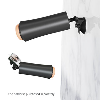 Två OTouch Inscup 2 lyx onani i mörkgrå, väggmonterade på en marmorliknande yta för handsfree-användning. Varje enhet säljs separat.