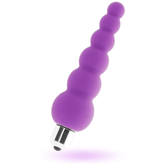 Snoopy 7-Speed Analvibrator är en lila silikonleksak med en lökformig, avsmalnande form och en metallbas som erbjuder avancerade funktioner. Den är isolerad på en vit bakgrund.