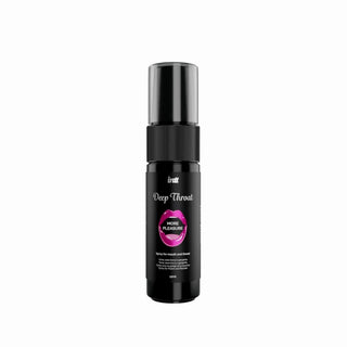 En 12 ml Intt Deep Throat Spray med varumärket More Pleasure visas på en vit bakgrund. Den erbjuder muntlig avkoppling och en uppfriskande mintsmak.