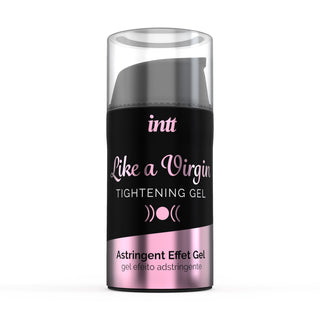 Intt - Like A Virgin Tight Gel 15 ml, i en elegant svart flaska med rosa accenter, lovar elastisk hud och effektiv vaginal uppstramning.