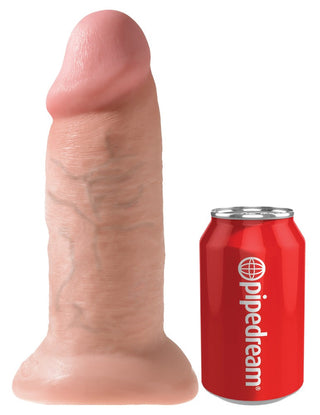 25 cm Stor Dildo - King Cock Chubby står bredvid en röd läskburk för storleksjämförelse.