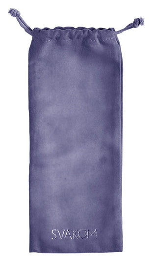 Lila ficka med dragsko med SVAKOM-logotypen, utformad för att elegant lagra dina Knipkulor - 3 Set I Silikon Nova väsentligheter.