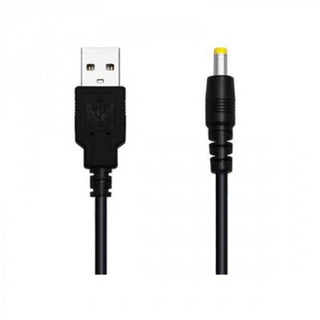 En Lovense Domi 2 Laddare svart USB till DC strömkontaktkabel med gul spets visas på en vit bakgrund.