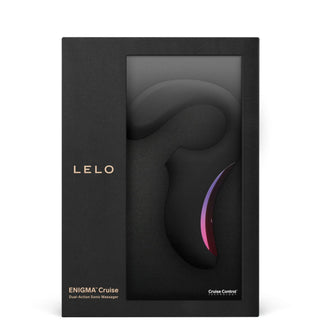 LELO Enigma G-punkt vibrator erbjuder dubbelverkande stimulering med soniska vågor, elegant presenterad i elegant förpackning med guld och vit text.