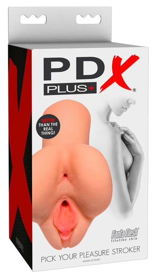 PDX Lösvagina-förpackningen har en realistisk hudtexturerad vuxenleksak gjord av äkta TPE, tillsammans med ett foto av en kvinnas siluett, vilket ger män en autentisk upplevelse synonymt med PDX:s kvalitet.