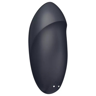 Mattgrå, ovalformad silikonvibrator med två laddningsportar; Satisfyer Tap & Climax 1 Grå.