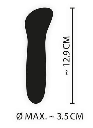 Cuties Mini Vibrator är cirka 13 cm lång med en maximal diameter på 3,5 cm och har flera vibrationslägen för olika upplevelser.