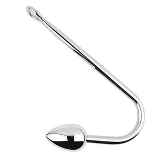 Metallisk analkrok med utbytbara kulor, silverfärgad och tillverkad i rostfritt stål, kulformat slut.