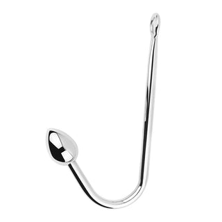 En analkrok i silvermetall med utbytbara kulor, med en slät, droppformad design.