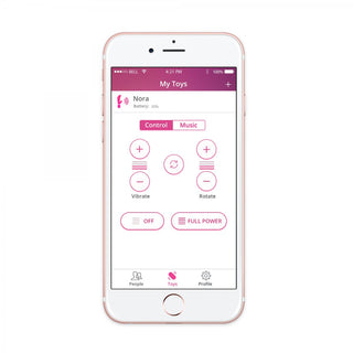 Lovense Nora smartphone-appen har ett gränssnitt med rosa tema för enhetskontroll, som erbjuder vibrations- och rotationsalternativ. Njut av sömlös fjärrstyrning för G-punkt- och klitorisstimulering, vilket ökar bekvämligheten och personlig njutning.