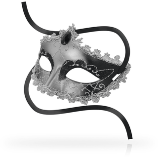 OHMama Ögonmask - Grey är en elegant one-size mask med spetskanter och virvlande svarta band.