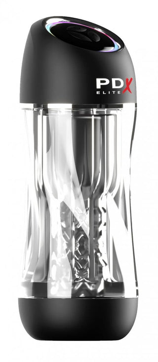 PDX ViewTube Pro är en elegant, transparent cylindrisk onanator med svarta ändar, med kraftfulla vibrationer för att förbättra din upplevelse.