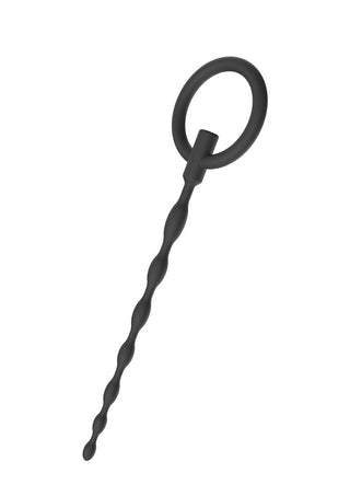 Penisplug-setet består av ett svart, spiralformat verktyg med ett ögla handtag, designat för dem som söker stimulans under intima stunder.