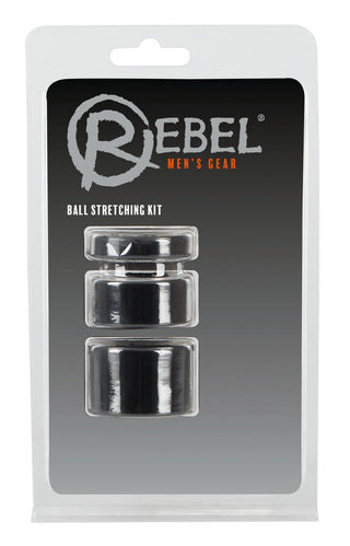 Penisring - Rebel MBS Ball Stretching Kit innehåller tre snygga och bekväma glänsande pungringar.
