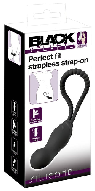 Black Velvets Strapless Strapon, i elegant förpackning, har en böjbar insättningsögla och flexibel glid för komfort och nöje.