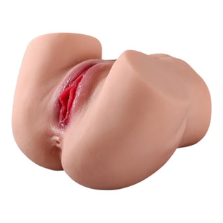 Realistisk onaniprodukt i TPE, hudfärgad, 2,8 kg, med dubbel ingång, avbildad separat mot vit bakgrund.