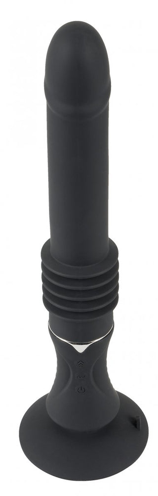 You2Toys Bärbar Sexmaskin, en personlig massageapparat i svart silikon, har en elegant design med räfflade detaljer och erbjuder 7 vibrationslägen på en vit bakgrund.