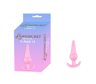 T-Plug 12 Buttplug (12 cm) är en liten analplugg tillverkad av mjukt TPE-material, presenterad i elegant pastellrosa och lila förpackning.