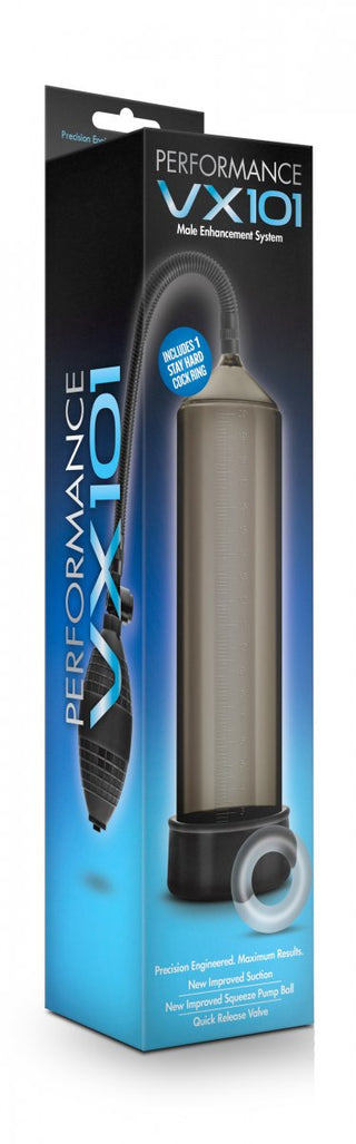 Performance VX101 Male Enhancement System har den toppmoderna Penispump Performance 21 cm och inkluderar en penisring, allt i elegant förpackning.