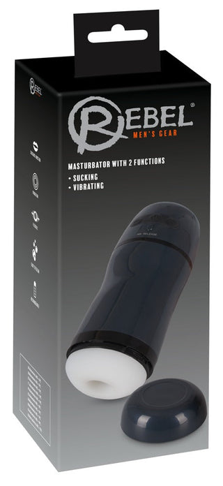 Upplev den eleganta svarta och grå designen hos Rebel Sugande Effekt, en sofistikerad personlig enhet för män med kraftfull sug och vibration för ökad njutning.