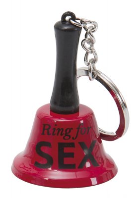 Ring For Sex - Nyckelring" är en röd nyckelring med ett svart handtag och "Ring for SEX" tryckt på den, perfekt för en rolig skratt.