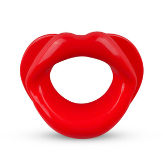 Gag Mun Form Röd är en röd plastleksaksring formad som läppar med en öppning i mitten, med en gag mun-design och erbjuder justerbar storlek för en bekväm passform.