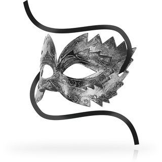 OHMama Ögonmask - Venetian Silver är en utsmyckad maskeradmask med dekorativa virvlar och ett svart band.
