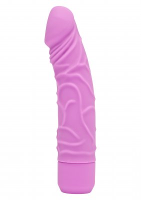The Vibrator - Get Real - 20 cm Rosa är en snygg, rosa silikon nöjesanordning som står upprätt på en vit bakgrund. Kombinera den med vattenbaserat glidmedel för mjuka förnimmelser och ökad njutning.