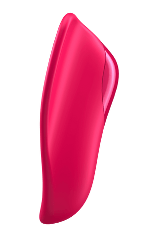 Ett rött läppstiftsfläck på en tydlig bakgrund framkallar tjusningen och den subtila elegansen i ett intimt ögonblick, liknar det diskreta nöjet som utlovas av Satisfyer High Fly.