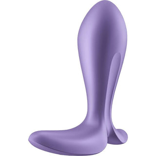 Upplev Satisfyer Intensity Plug App, en lila personlig massageapparat i silikon med en slät, böjd design för utsökt anal stimulering.