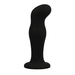 Black&Silver Silikon Buttplug, med en elegant böjd abstrakt design, har en slät yta och breddad bas för ergonomisk form och bekväm användning.