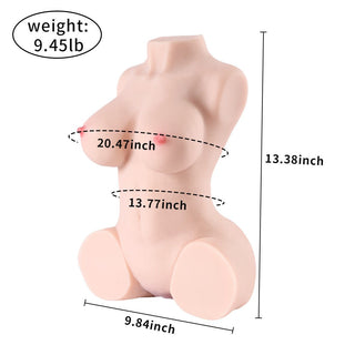 Hismith Real Sexdoll har en skyltdocka överkropp med tydligt märkta mått för exakta byst-, midja- och höftmått.
