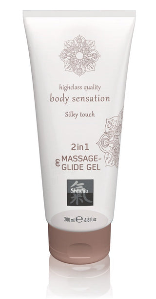 Tube of Shiatsu 2-in-1 Massage & Glidmedel, 200 ml, med invecklade dekorativa mönster.