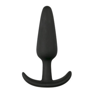 Easytoys Anchor Buttplug är en svart silikon buttplug med en ankarformad design, med en avsmalnande form och böjd bas för säker och bekväm användning.