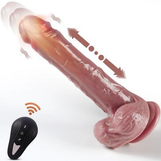 Hismith Thrusting Dildo är en fjärrstyrd, vibrerande silikonleksak med kraftfull teleskopisk verkan på en elegant vit design.