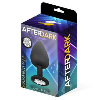 En låda märkt AFTERDARK innehåller Afterdark Sparkly Buttplug, med en pärla i basen och tillverkad av premium silikon för komfort och lyx.