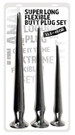 Långa Flexibla Buttplug Set, med tre storlekar, erbjuder mångsidig njutning. Förbättra din komfort och njutning genom att använda vattenbaserat glidmedel.
