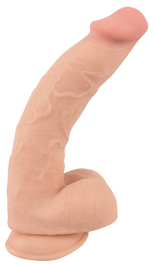 Nature Skin Realistisk Dildo 25 cm, tillverkad av silikon, har en ådrande textur och en fast sugbas för verklighetstrogna detaljer.
