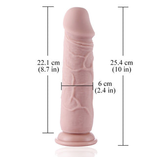 Hismith Dildo Tillbehör 25 cm har en realistisk hudton, perfekt som sexmaskin tillbehör, mot en vit bakgrund.