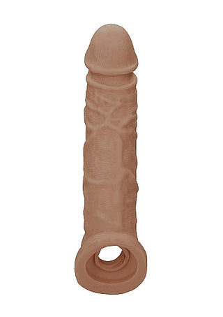 Penis Sleeve 20 cm är en realistisk beige sleeve gjord av kroppsäkert TPE, med vener och en strukturerad yta. Dess cylindriska form och rundade spets förstärker den verklighetstrogna upplevelsen.