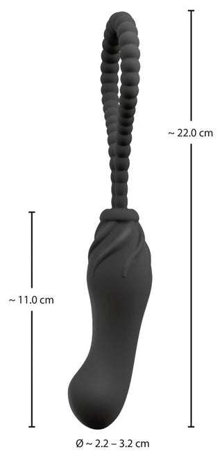 Dessa svarta analpärlor i silikon, som mäter 22 cm i längd med en kropp på 11 cm och en diameter från 2,2 till 3,2 cm, erbjuder spännande lek ensam eller tillsammans med Black Velvets Strapless Strapon för en förbättrad upplevelse.