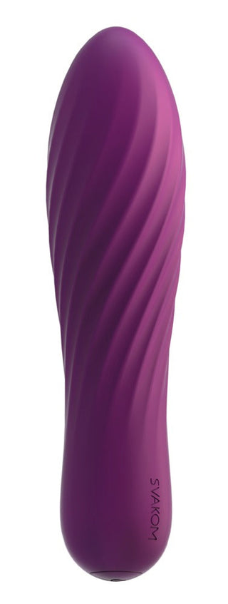 Tulip Bullet Violett är en lila, texturerad vibrator med kraftfulla vibrator, en spiraldesign och slät finish för sensuell stimulering.