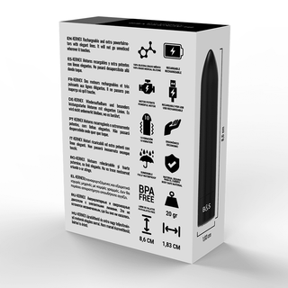 Black&Silver Kernex 2 kommer i en elegant vit förpackning, som visar upp en diskret och uppladdningsbar design med ikoner och flerspråkig text.