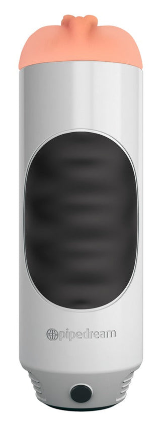 Denna cylindriska elektroniska enhet, med en persikofärgad keps och mörk displaypanel, liknar den eleganta designen hos Lösvagina Med Vibration - 23 cm.