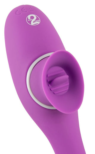 Upplev ökad njutning med 2 Funktion Vibrator Med Tunga - 22 cm, med ett texturerat silikonhuvud, ergonomisk design och mångsidig funktionalitet för G-punkt-stimulering.
