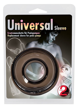 Universell förpackning för "Penispump Tillbehör - Sleeve", med produktbilder och modellbilder, säkerställer kompatibilitet och kvalitet för att öka användarnas tillfredsställelse.