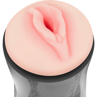 Jamyjob Dubbel Masturbator är en realistisk vuxenleksak med en texturerad insats för ökad njutning, med en mjuk, naturtrogen känsla och en elegant grå exteriör.