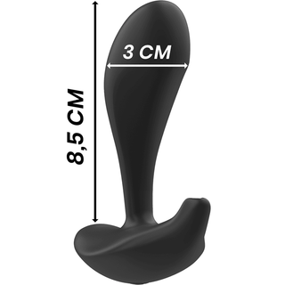 Black&Silver Dwane Buttplug är en svart prostata massageapparat tillverkad av kroppsäker silikon, med en 8,5 cm x 3 cm böjd design.